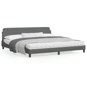 Bed frame with headboard dark gray fabric 200x200 cm by , Beds and slatted bases - Ref: Foro24-373246, Price: 164,99 €, Disco...