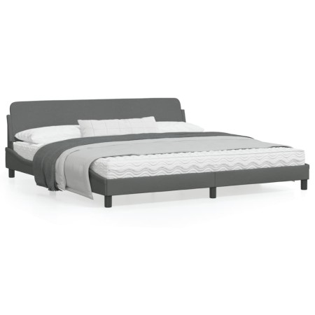 Estructura de cama con cabecero tela gris oscuro 200x200 cm de , Camas y somieres - Ref: Foro24-373246, Precio: 176,81 €, Des...