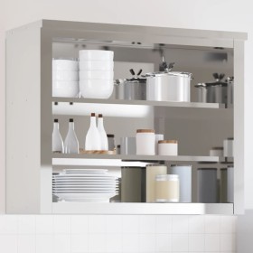 Kitchen wall cabinet with stainless steel shelves by , Food container - Ref: Foro24-376446, Price: 163,48 €, Discount: %