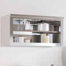 Kitchen wall cabinet with stainless steel shelf by , Food container - Ref: Foro24-376444, Price: 154,71 €, Discount: %