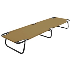 Taupe steel folding lounger by vidaXL, Loungers - Ref: Foro24-47758, Price: 69,99 €, Discount: %