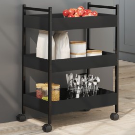 Black engineered wood kitchen cart 50x30x70 cm by , Kitchen and dining carts - Ref: Foro24-842356, Price: 62,96 €, Discount: %