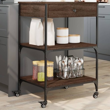 Oak brown engineered wood kitchen cart 60x48x89.5 cm by , Kitchen and dining carts - Ref: Foro24-842375, Price: 81,95 €, Disc...