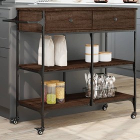 Oak brown engineered wood kitchen cart 105x42x95 cm by , Kitchen and dining carts - Ref: Foro24-842380, Price: 124,99 €, Disc...