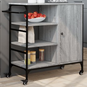 Sonoma gray wood kitchen cart 87.5x38.5x84.5 cm by , Kitchen and dining carts - Ref: Foro24-842389, Price: 120,46 €, Discount: %