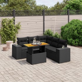 6-teiliges Gartensofa-Set und schwarze synthetische Rattankissen von , Gartensets - Ref: Foro24-3272630, Preis: 453,33 €, Rab...