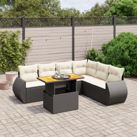 7-teiliges Garten-Essset und schwarze Kissen aus synthetischem Rattan von , Gartensets - Ref: Foro24-3272211, Preis: 531,44 €...