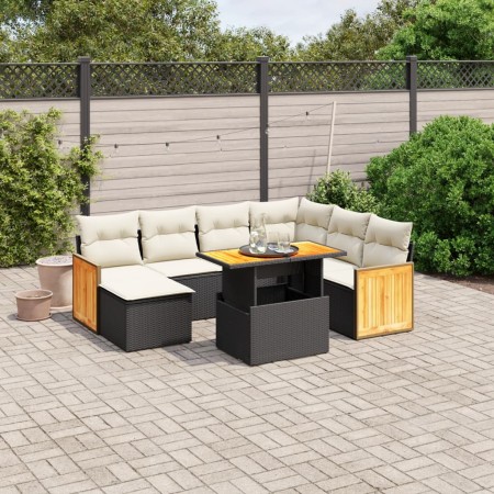 8-teiliges Gartensofa-Set und schwarze synthetische Rattankissen von , Gartensets - Ref: Foro24-3274073, Preis: 548,03 €, Rab...