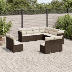 Gartensofa-Set 11-teilig mit braunen synthetischen Rattankissen von , Gartensets - Ref: Foro24-3249662, Preis: 644,63 €, Raba...