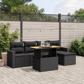 6-teiliges Gartensofa-Set und schwarze synthetische Rattankissen von , Gartensets - Ref: Foro24-3271286, Preis: 381,92 €, Rab...