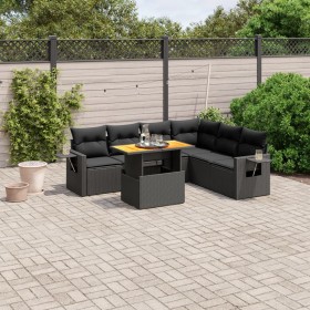 7-teiliges Garten-Essset und schwarze Kissen aus synthetischem Rattan von , Gartensets - Ref: Foro24-3271769, Preis: 505,51 €...