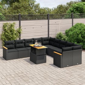 11-piece garden sofa set and black synthetic rattan cushions by , Garden sets - Ref: Foro24-3273260, Price: 722,13 €, Discoun...