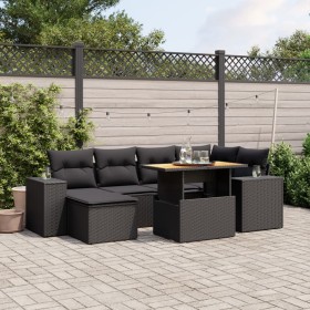 7-teiliges Garten-Essset und schwarze Kissen aus synthetischem Rattan von , Gartensets - Ref: Foro24-3272735, Preis: 517,38 €...