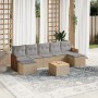 Gartensofa-Set mit beigen Kissen 8 Stück PE-Rattan von , Gartensets - Ref: Foro24-3227921, Preis: 504,95 €, Rabatt: %