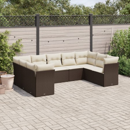 9-teiliges Gartensofa-Set und braune synthetische Rattankissen von , Gartensets - Ref: Foro24-3249972, Preis: 599,39 €, Rabat...