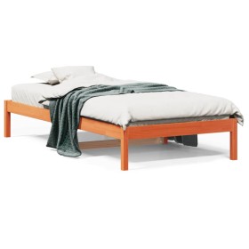 Wax brown solid pine wood sofa bed 80x200 cm by , Beds and slatted bases - Ref: Foro24-844406, Price: 66,38 €, Discount: %