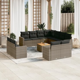 12-teiliges Gartensofa-Set mit grauen synthetischen Rattankissen von , Gartensets - Ref: Foro24-3256718, Preis: 1,00 €, Rabat...