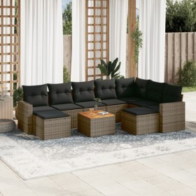 10-teiliges Gartensofa-Set mit grauen synthetischen Rattankissen von , Gartensets - Ref: Foro24-3256739, Preis: 613,99 €, Rab...