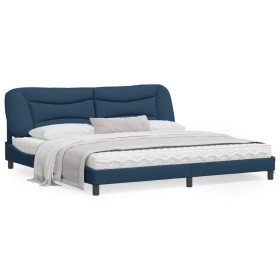 Bed frame with LED lights blue fabric 200x200 cm by , Beds and slatted bases - Ref: Foro24-3213731, Price: 260,99 €, Discount: %