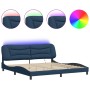 Estructura de cama con luces LED tela azul 200x200 cm de , Camas y somieres - Ref: Foro24-3213731, Precio: 260,99 €, Descuent...