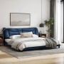 Estructura de cama con luces LED tela azul 200x200 cm de , Camas y somieres - Ref: Foro24-3213731, Precio: 260,99 €, Descuent...