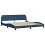 Estructura de cama con luces LED tela azul 200x200 cm de , Camas y somieres - Ref: Foro24-3213731, Precio: 260,99 €, Descuent...