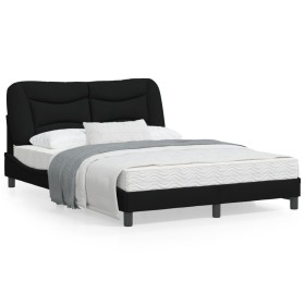 Bed frame with LED lights black fabric 140x200 cm by , Beds and slatted bases - Ref: Foro24-3213706, Price: 210,99 €, Discoun...