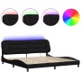 Estructura de cama con luces LED tela negro 200x200 cm de , Camas y somieres - Ref: Foro24-3213727, Precio: 255,67 €, Descuen...