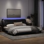 Estructura de cama con luces LED tela negro 200x200 cm de , Camas y somieres - Ref: Foro24-3213727, Precio: 255,67 €, Descuen...