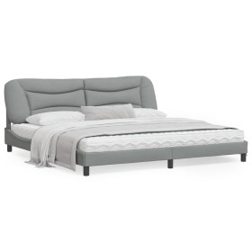 Bed frame with LED lights light gray fabric 200x200 cm by , Beds and slatted bases - Ref: Foro24-3213725, Price: 255,99 €, Di...