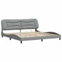 Bed frame with LED lights light gray fabric 200x200 cm by , Beds and slatted bases - Ref: Foro24-3213725, Price: 255,99 €, Di...