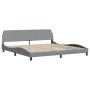 Bed frame with LED lights light gray fabric 200x200 cm by , Beds and slatted bases - Ref: Foro24-3213725, Price: 255,99 €, Di...