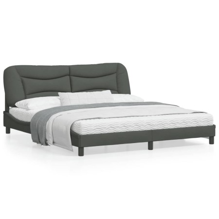 Estructura de cama con luces LED tela gris oscuro 180x200 cm de , Camas y somieres - Ref: Foro24-3213719, Precio: 230,75 €, D...