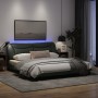 Estructura de cama con luces LED tela gris oscuro 180x200 cm de , Camas y somieres - Ref: Foro24-3213719, Precio: 230,75 €, D...