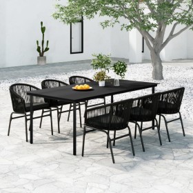 Juego de comedor para jardín 7 piezas negro de , Conjuntos de jardín - Ref: Foro24-3099225, Precio: 836,99 €, Descuento: %