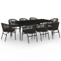 Juego de comedor de jardín 9 piezas negro de , Conjuntos de jardín - Ref: Foro24-3099244, Precio: 1,00 €, Descuento: %