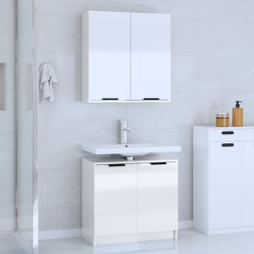 Set muebles de baño 2 piezas madera contrachapada blanco brillo de , Muebles de baño - Ref: Foro24-3115864, Precio: 122,45 €,...