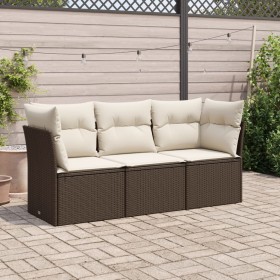 3-teilige Gartensofagarnitur und braune synthetische Rattankissen von , Gartensets - Ref: Foro24-3249052, Preis: 219,12 €, Ra...