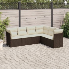 Set aus 6-teiligen Gartensofas und Kissen, synthetisches Rattanbraun von , Gartensets - Ref: Foro24-3249522, Preis: 395,92 €,...