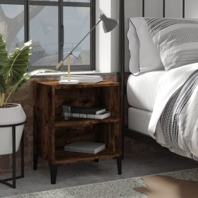 Bedside tables 2 units with smoked oak metal legs 40x30x50 cm by vidaXL, Nightstands - Ref: Foro24-813105, Price: 42,25 €, Di...