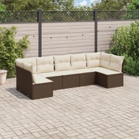 7-piece garden sofa set with brown PE rattan cushions by , Garden sets - Ref: Foro24-3249272, Price: 437,99 €, Discount: %