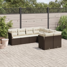 Set of 8-piece garden sofas and brown synthetic rattan cushions by , Garden sets - Ref: Foro24-3250432, Price: 549,09 €, Disc...