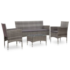 4-piece garden furniture set and gray synthetic rattan cushions by vidaXL, Garden sets - Ref: Foro24-45890, Price: 191,99 €, ...