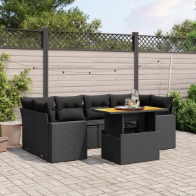 7-teiliges Garten-Esszimmerset und Kissen synthetisches Rattan schwarz von , Gartensets - Ref: Foro24-3271209, Preis: 479,52 ...