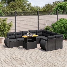 Set de sofás de jardín 10 pzas cojines ratán sintético negro de , Conjuntos de jardín - Ref: Foro24-3272350, Precio: 684,53 €...