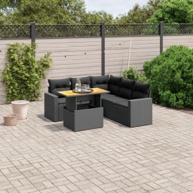 Set aus 6-teiligen Gartensofas und Kissen Kunstrattan schwarz von , Gartensets - Ref: Foro24-3271307, Preis: 397,99 €, Rabatt: %