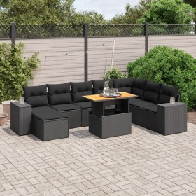 Set aus 8-teiligen Gartensofas und Kissen Kunstrattan schwarz von , Gartensets - Ref: Foro24-3275960, Preis: 634,40 €, Rabatt: %