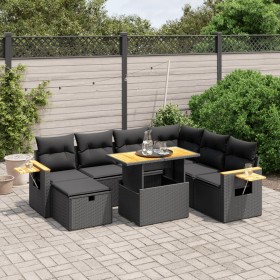 Set aus 8-teiligen Gartensofas und Kissen Kunstrattan schwarz von , Gartensets - Ref: Foro24-3276156, Preis: 558,99 €, Rabatt: %