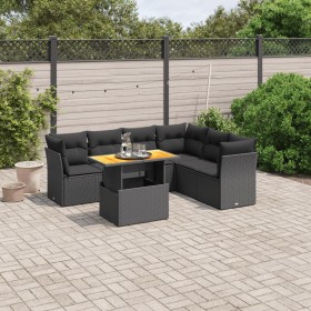 7-teiliges Garten-Esszimmerset und Kissen synthetisches Rattan schwarz von , Gartensets - Ref: Foro24-3270845, Preis: 480,62 ...