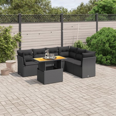 7-piece garden dining set with black synthetic rattan cushions by , Garden sets - Ref: Foro24-3270845, Price: 480,76 €, Disco...